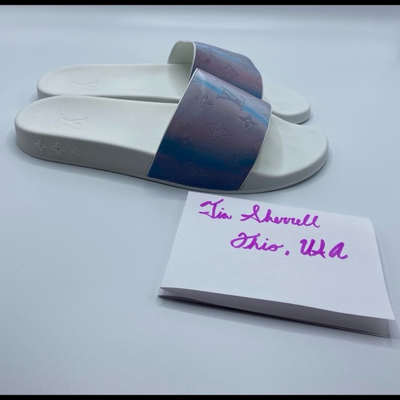 Rose Waterfront Mule Iridescent Monogram sz 8 1/2 - Picture 2 of 16